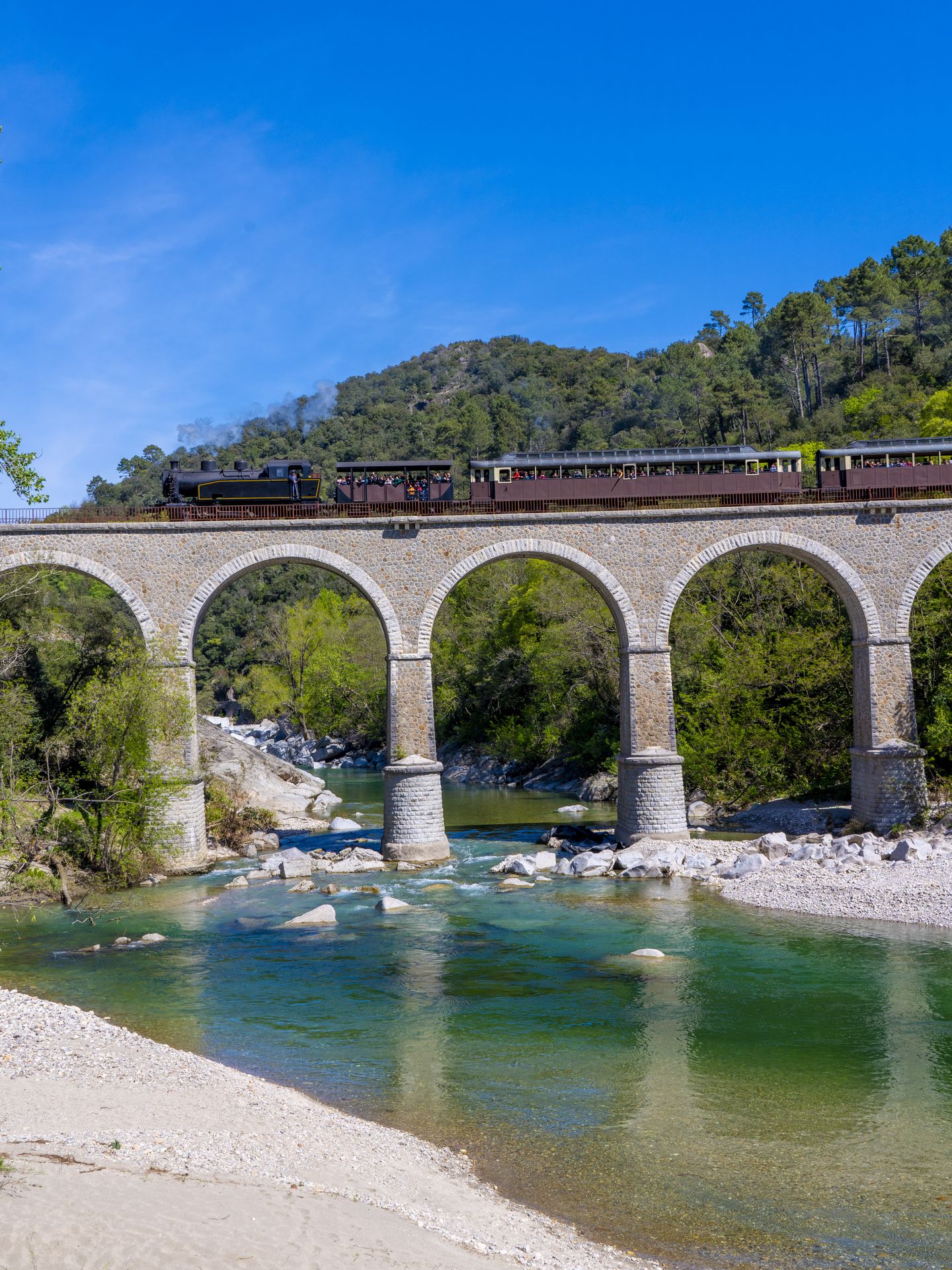 Train à Vapeur des Cévennes sur le viaduc des Cévennes
